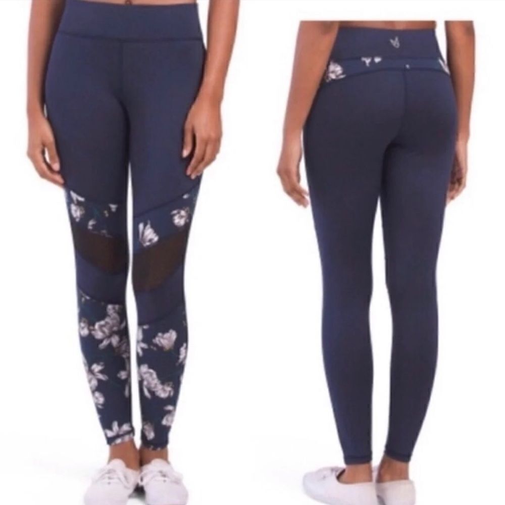 MinkPink Blue Mesh Floral Leggings Women’s Small